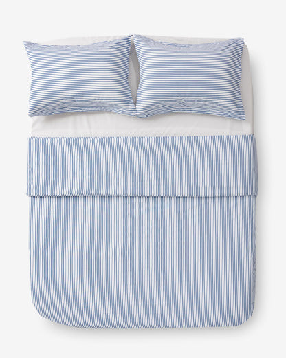Amy Stripe Cotton Percale Duvet Set Blue Multi - Draper James