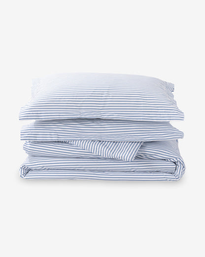 Amy Stripe Cotton Percale Duvet Set Blue Multi - Draper James