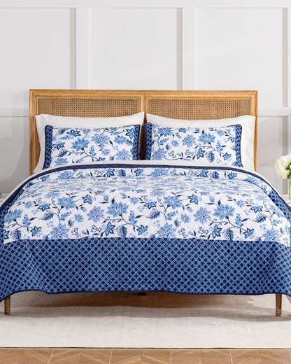 Justina Simple Lattice Quilt Set Blue Multi - Draper James