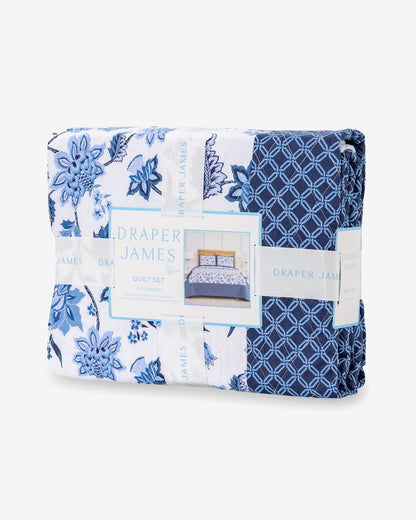 Justina Simple Lattice Quilt Set Blue Multi - Draper James