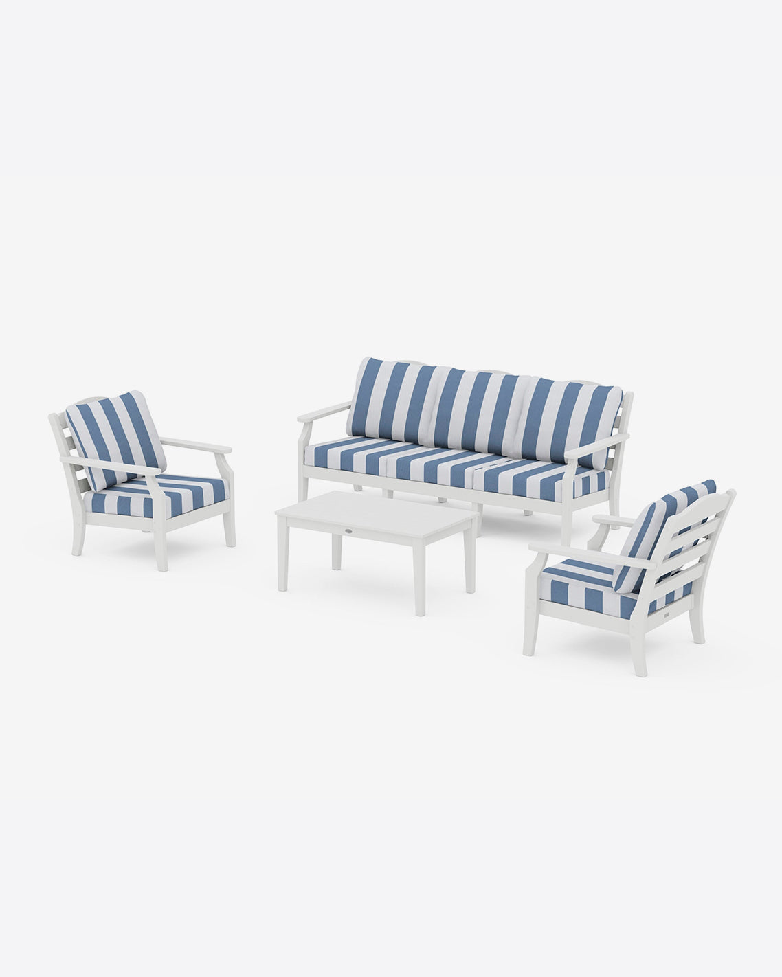 Savannah 4-Piece Deep Seating Set with Sofa in Cabana Stripe White - Draper James