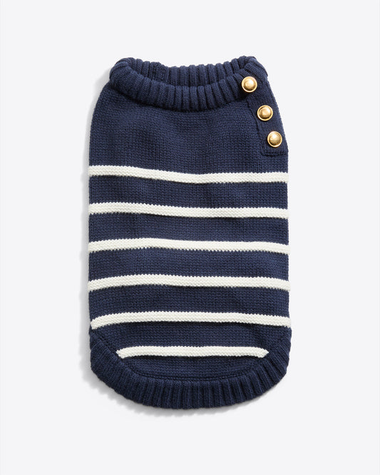 Dog Sweater in Navy Mariner Stripe Nassau Navy - Draper James