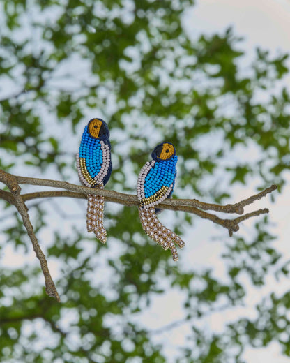 Beaded Parrot Earrings Blue Multi - Draper James
