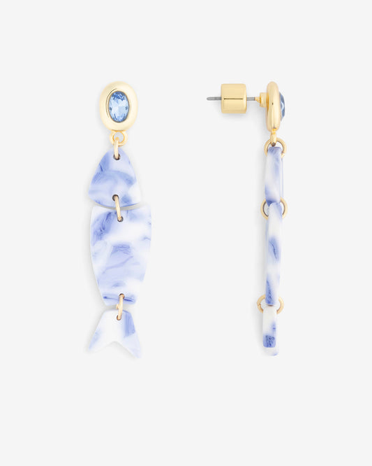 Acetate Fish Drops Blue Multi - Draper James