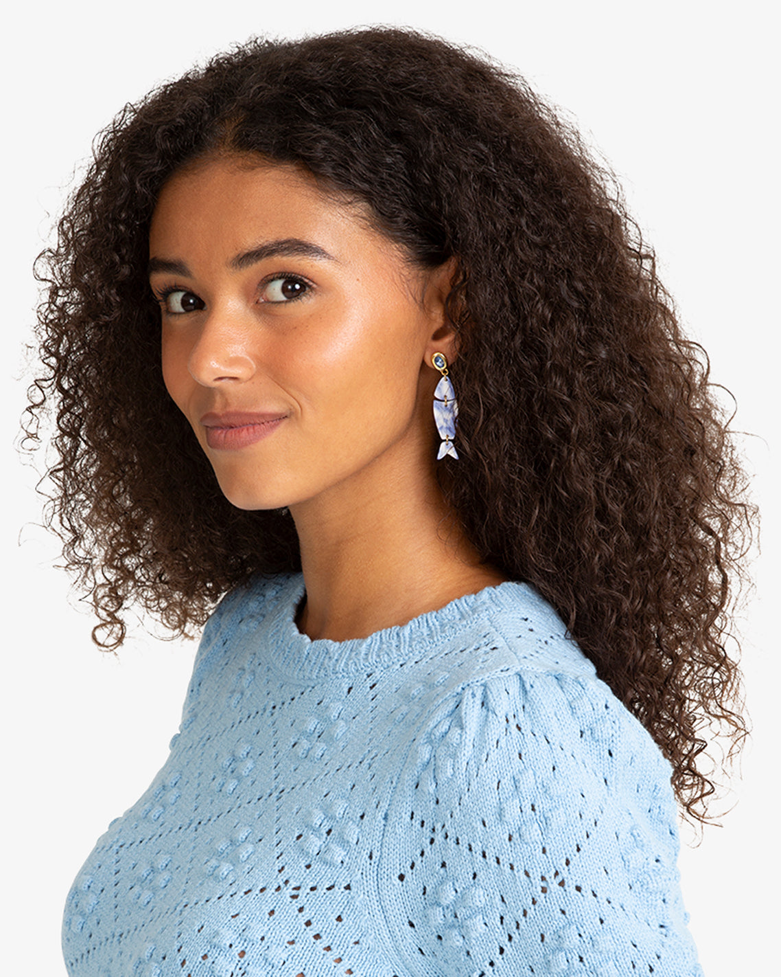 Acetate Fish Drops Blue Multi - Draper James