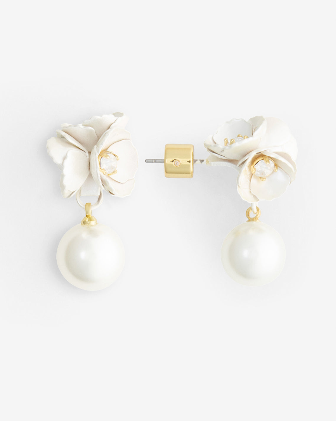 Ruffle Flower Pearl Drop Earrings Magnolia White - Draper James