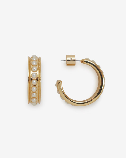 Pearl Studded Hoops Gold - Draper James