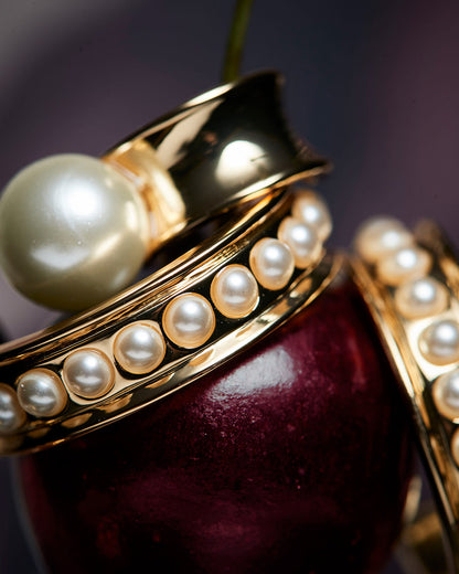 Pearl Studded Hoops Gold - Draper James