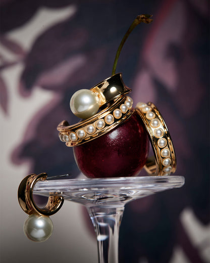 Pearl Studded Hoops Gold - Draper James