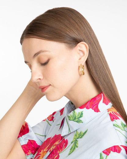 Jeweled Crossover Hoop Earrings Gold - Draper James