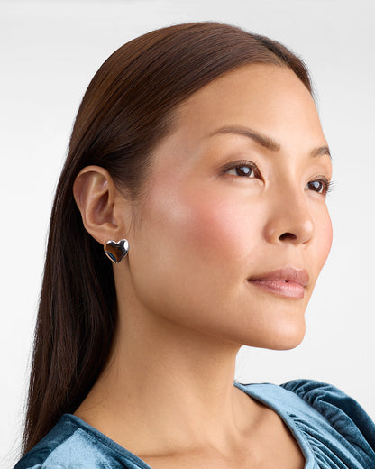 Puffy Heart Studs | Women's Stud Earrings Silver - Draper James