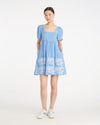 Blue Stripe Floral Embroidery