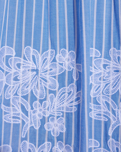 Dottie Babydoll Dress with Floral Embroidery Blue Stripe Floral Embroidery - Draper James