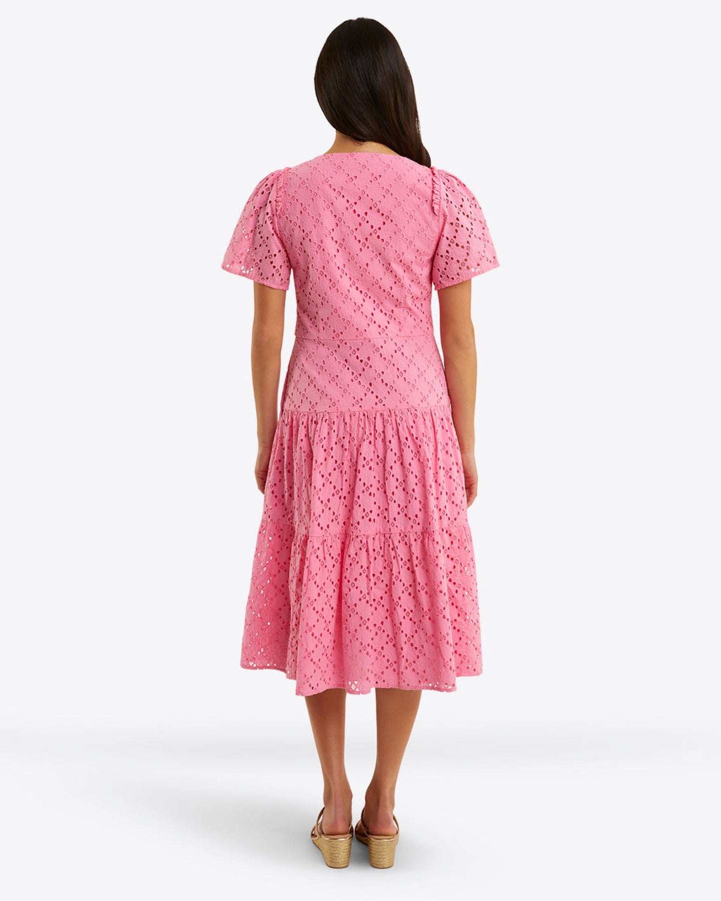 Caitlyn Midi Dress in Eyelet Sachet Pink Eyelet - Draper James