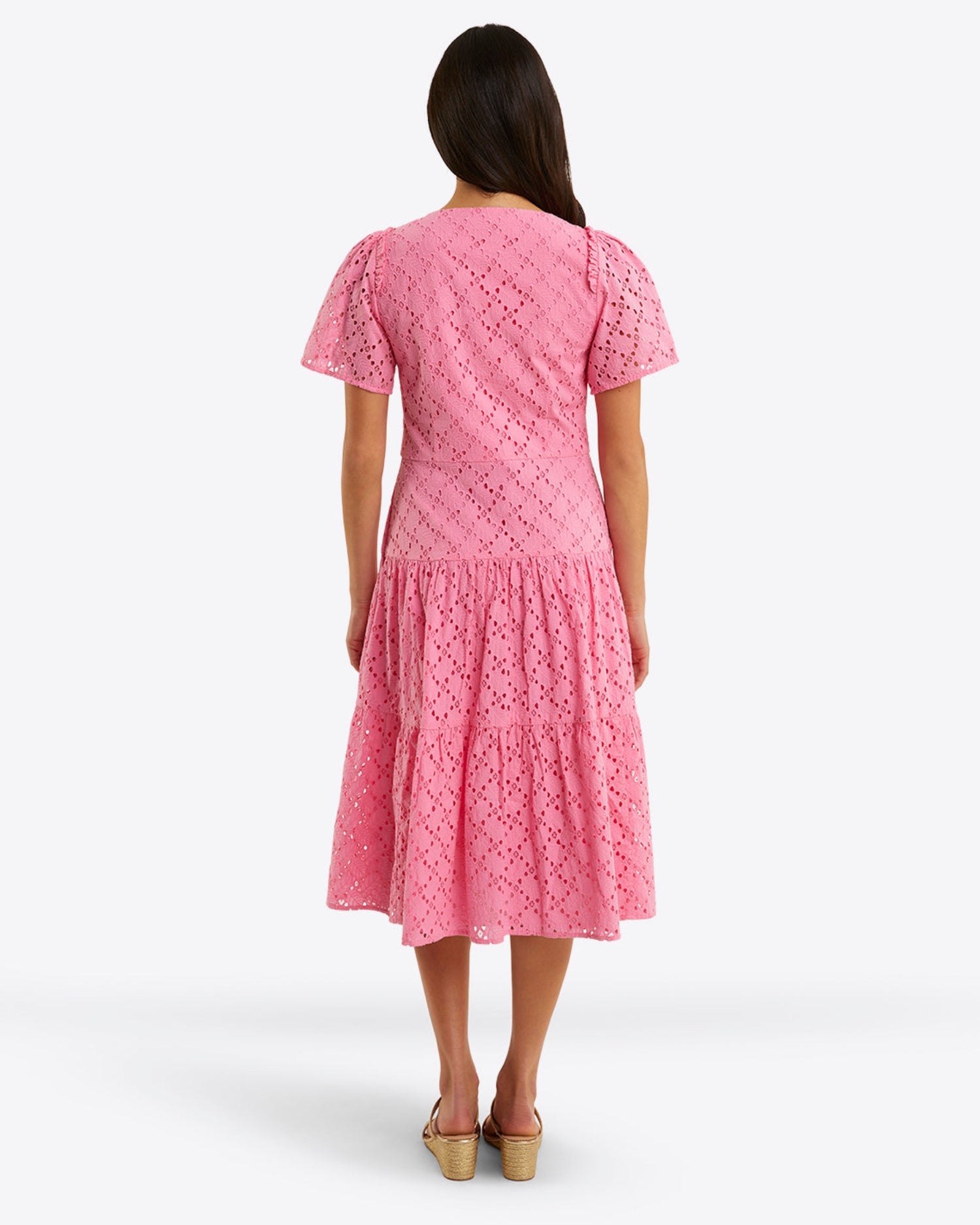 Caitlyn Midi Dress in Eyelet Sachet Pink Eyelet - Draper James