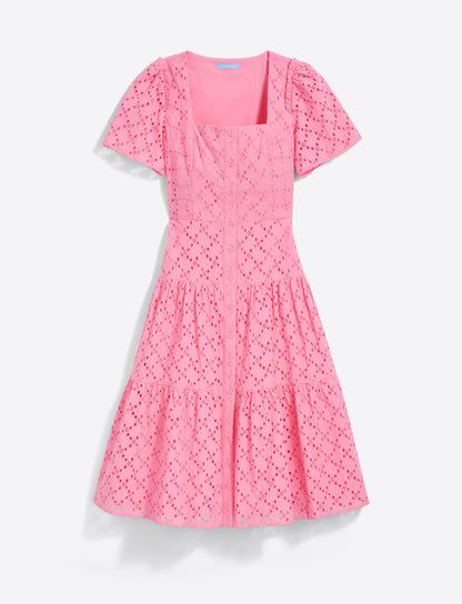 Caitlyn Midi Dress in Eyelet Sachet Pink Eyelet - Draper James