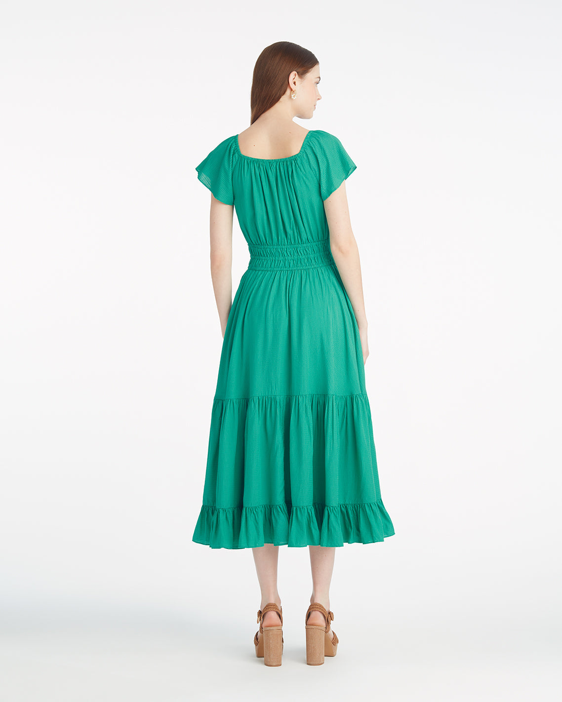 Berkeley Smocked Waist Midi Dress in Green Green - Draper James
