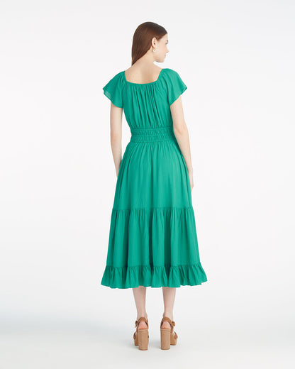 Berkeley Smocked Waist Midi Dress in Green Green - Draper James