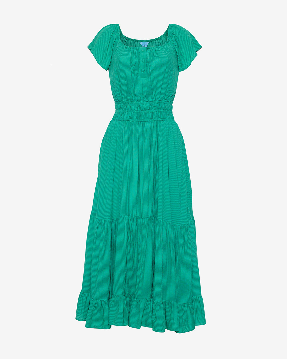 Berkeley Smocked Waist Midi Dress in Green Green - Draper James