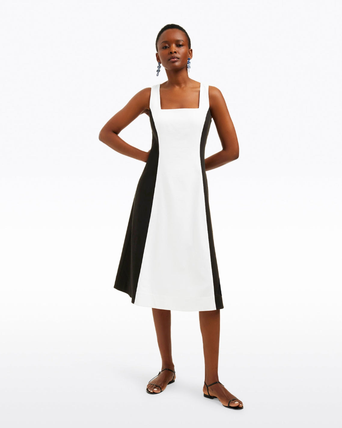 Genevieve Midi Dress in Black and White Black - Draper James