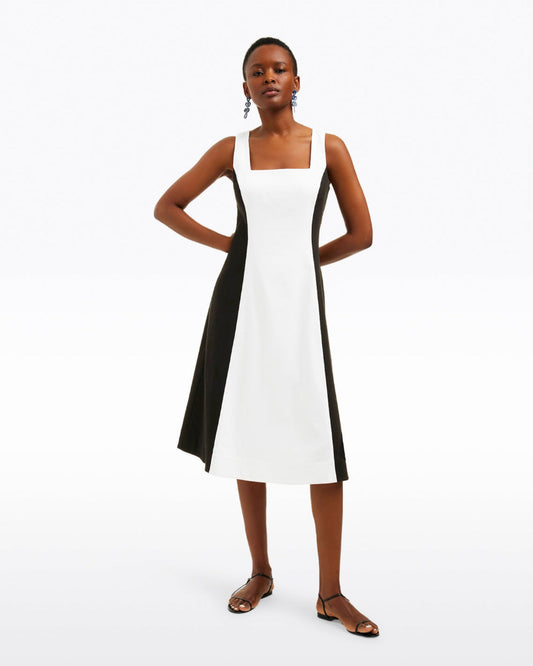 Genevieve Midi Dress in Black and White Black - Draper James
