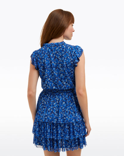 Alana Tiered Dress in Blue Scattered Ditsy Blue Scattered Ditsy - Draper James