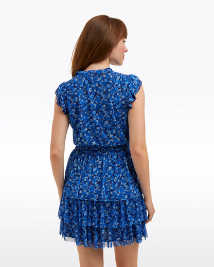 Alana Tiered Dress in Blue Scattered Ditsy Blue Scattered Ditsy - Draper James
