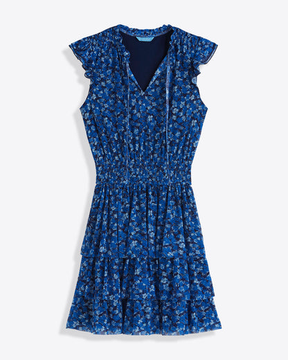 Alana Tiered Dress in Blue Scattered Ditsy Blue Scattered Ditsy - Draper James