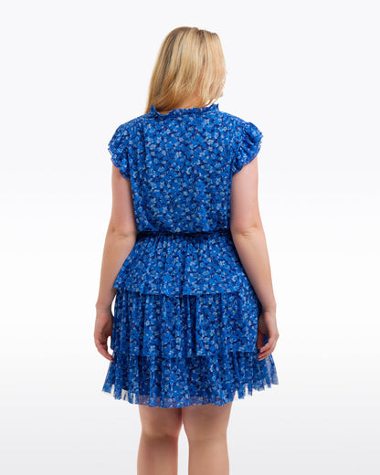 Alana Tiered Dress in Blue Scattered Ditsy Blue Scattered Ditsy - Draper James