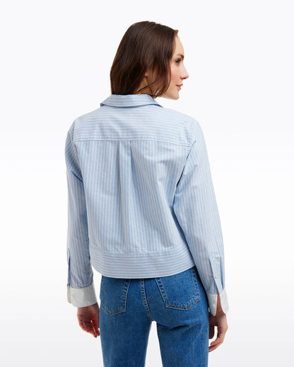 Long Sleeve Cropped Button Down in Oxford Shirting Oxford Shirting - Draper James