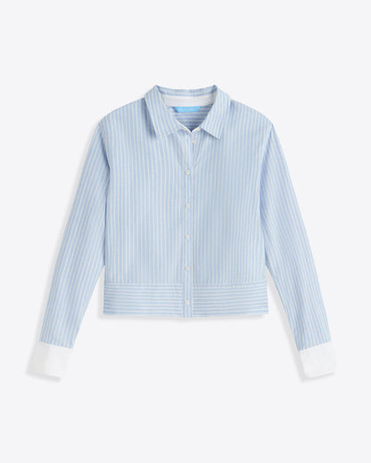 Long Sleeve Cropped Button Down in Oxford Shirting Oxford Shirting - Draper James