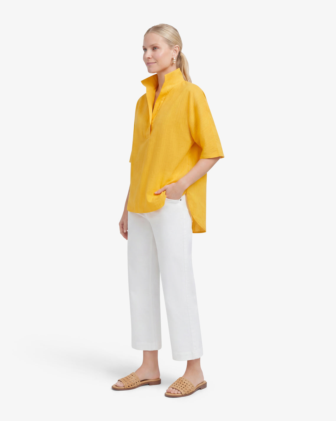 Logan Top in Cotton Dobby Yellow - Draper James