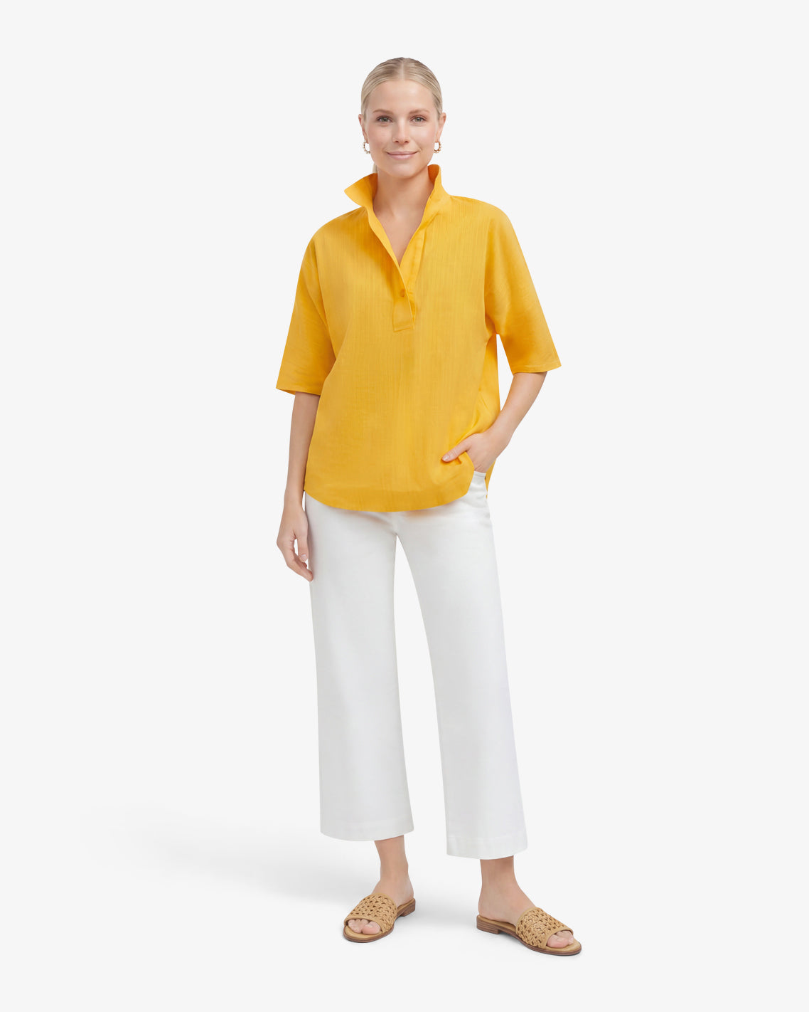 Logan Top in Cotton Dobby Yellow - Draper James
