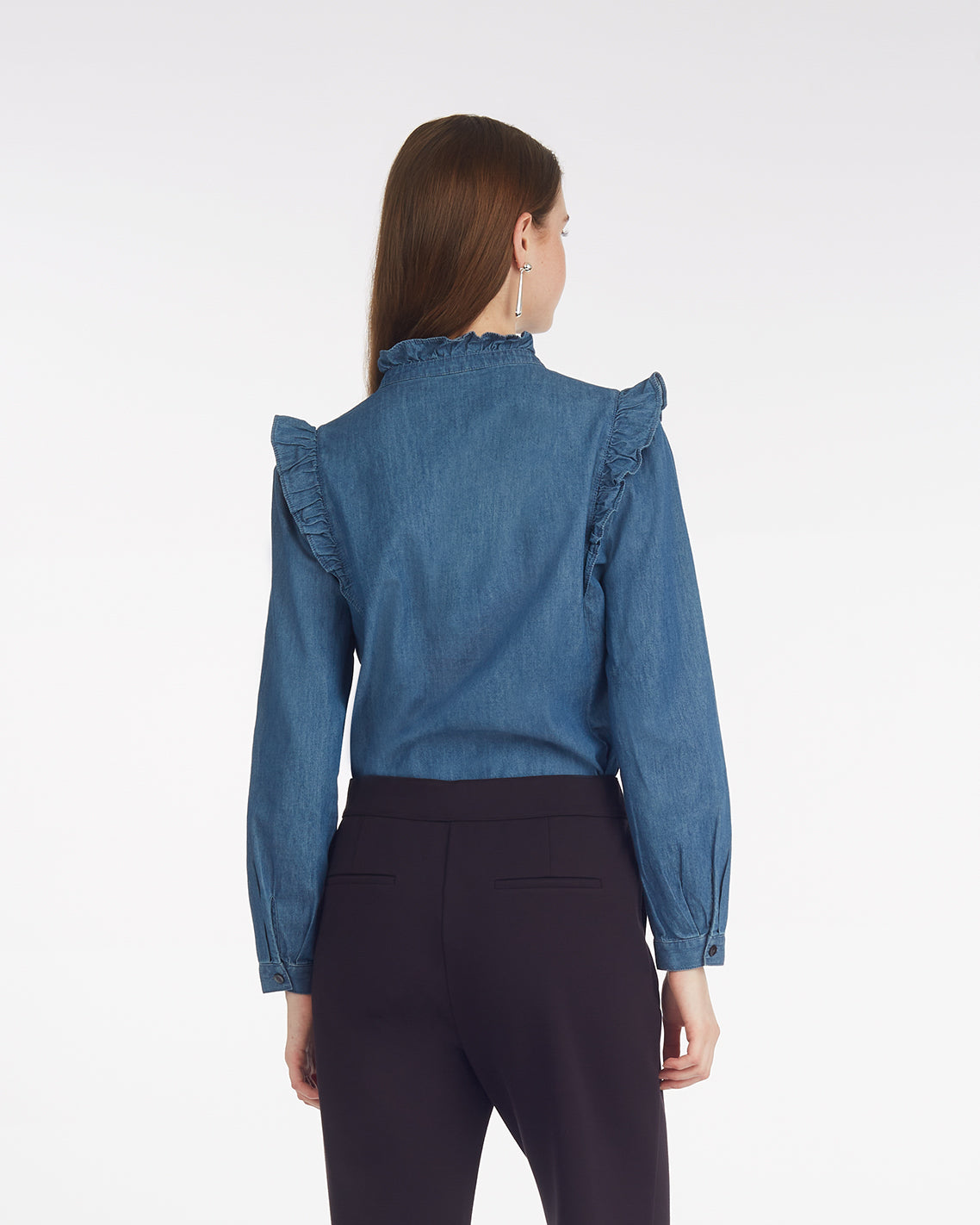 Connie Long Sleeve Top in Chambray Medium Wash Chambray - Draper James