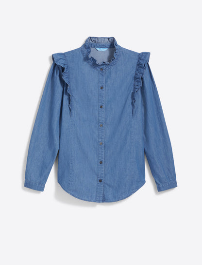 Connie Long Sleeve Top in Chambray Medium Wash Chambray - Draper James