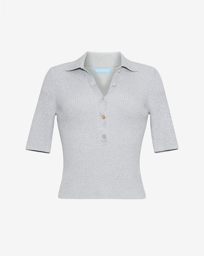 Sweater Polo in Silver Grey - Draper James