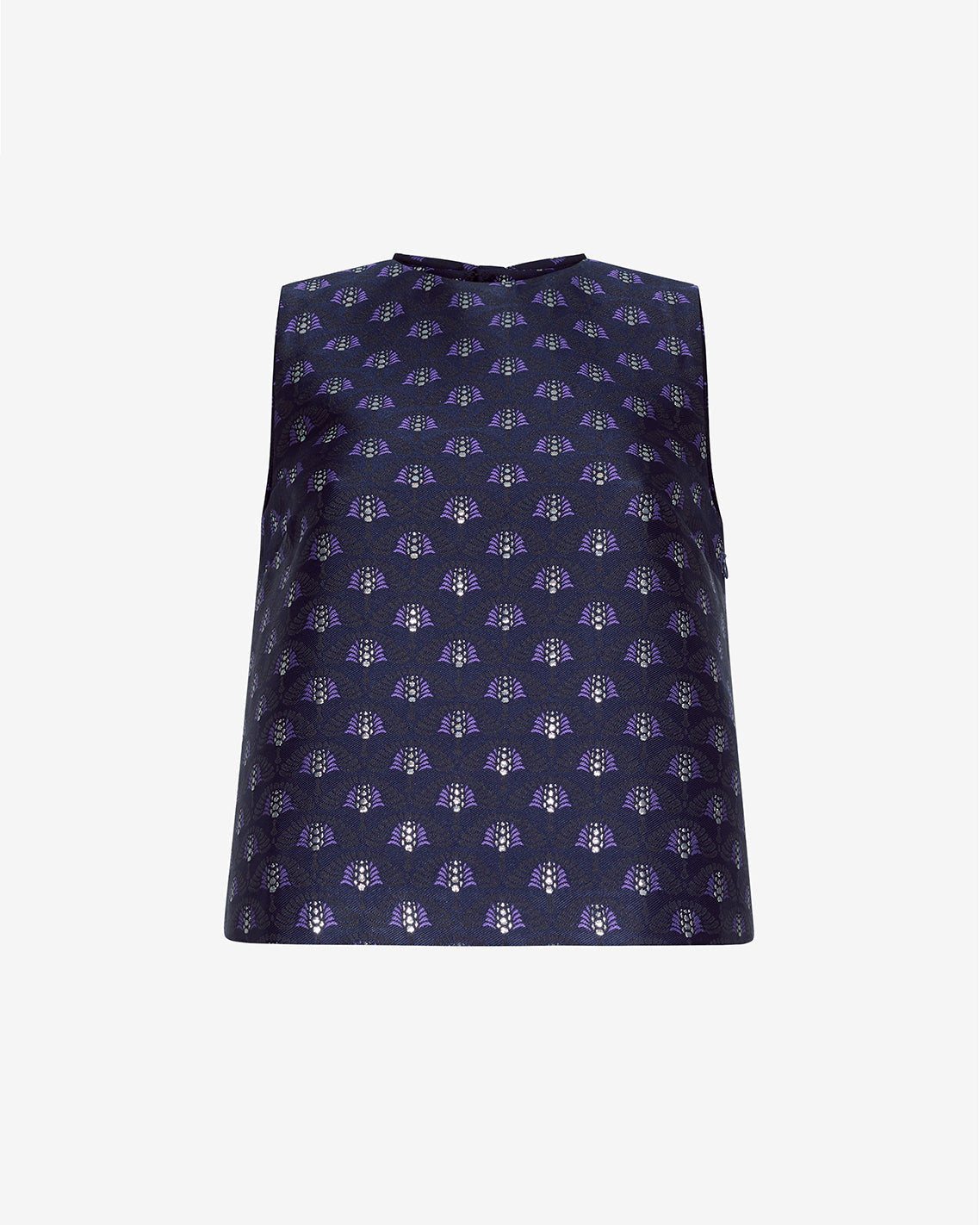 Sleeveless Top in Fan Floral Jacquard Blue - Draper James