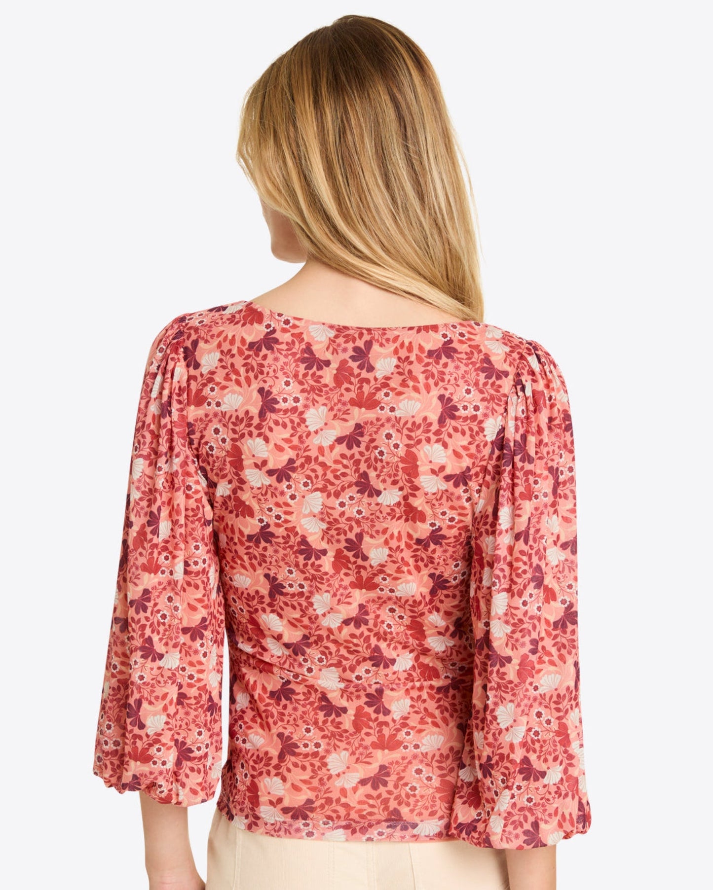 Shelby Scoop Neck Top in Stretch Mesh Coneflowers Mesh - Draper James