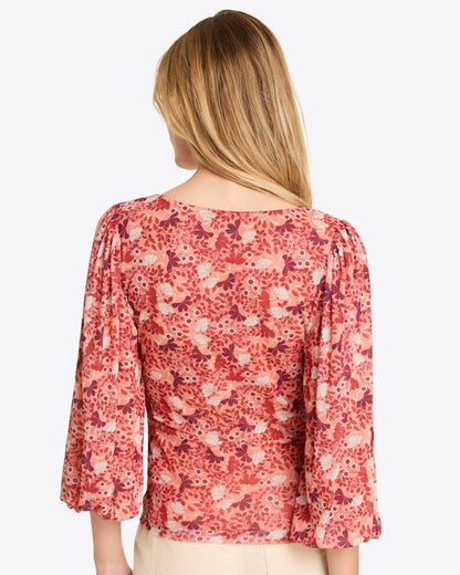 Shelby Scoop Neck Top in Stretch Mesh Coneflowers Mesh - Draper James