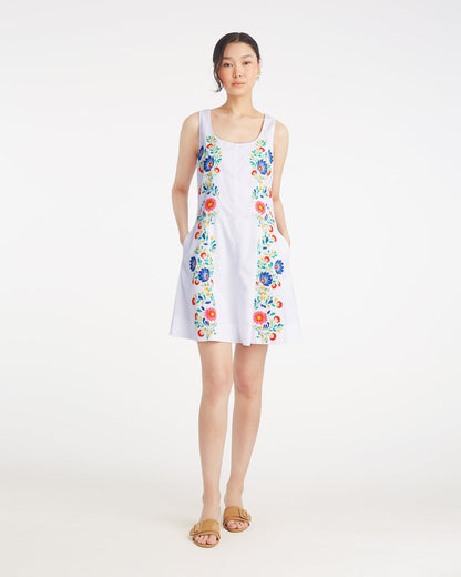 Primrose Mini Dress with Floral Embroidery Magnolia White - Draper James