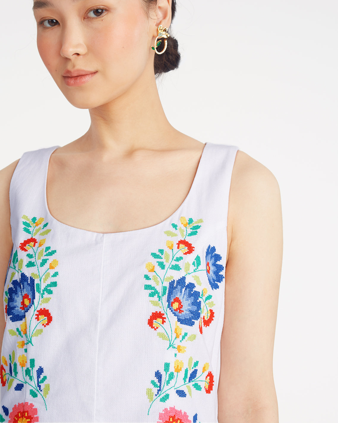 Primrose Mini Dress with Floral Embroidery Magnolia White - Draper James