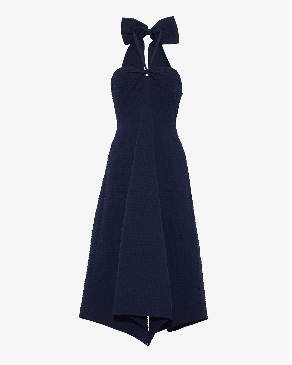 Violeta Halter Neck Dress in Seersucker Nassau Navy - Draper James