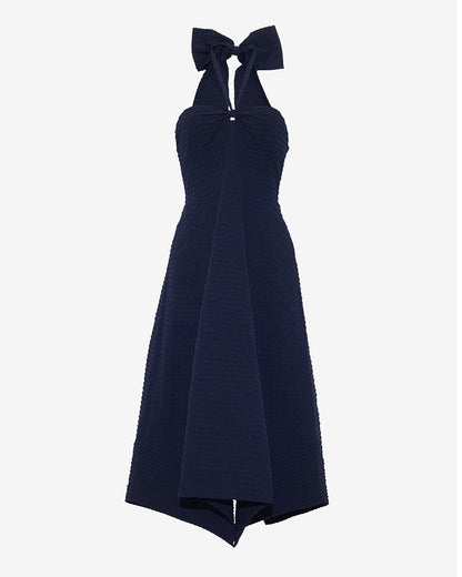 Violeta Halter Neck Dress in Seersucker Nassau Navy - Draper James
