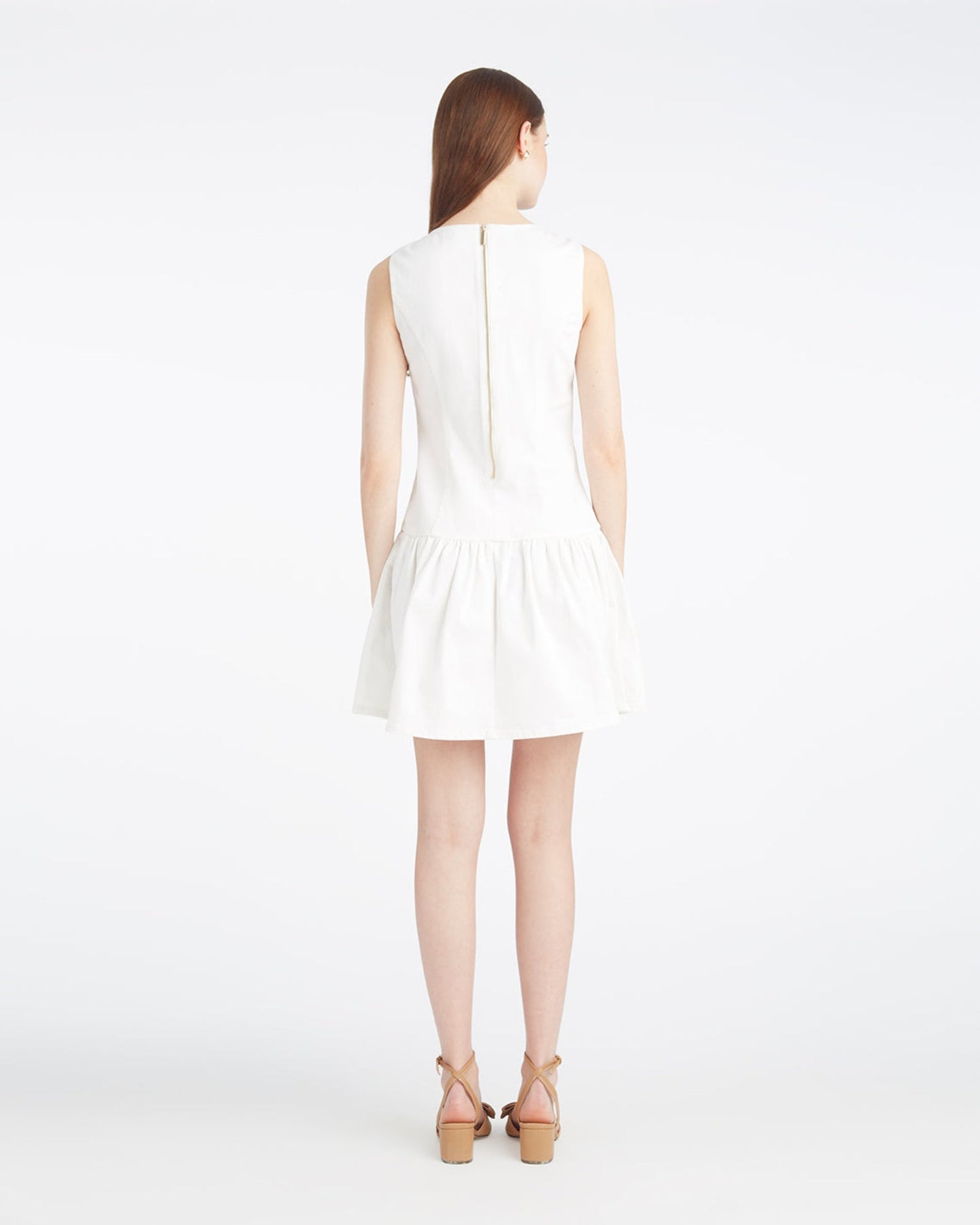 Colette Tailored Flounce Dress in Denim Magnolia White - Draper James