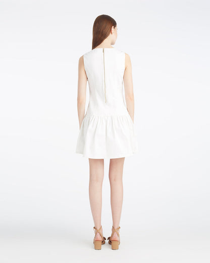 Colette Tailored Flounce Dress in Denim Magnolia White - Draper James