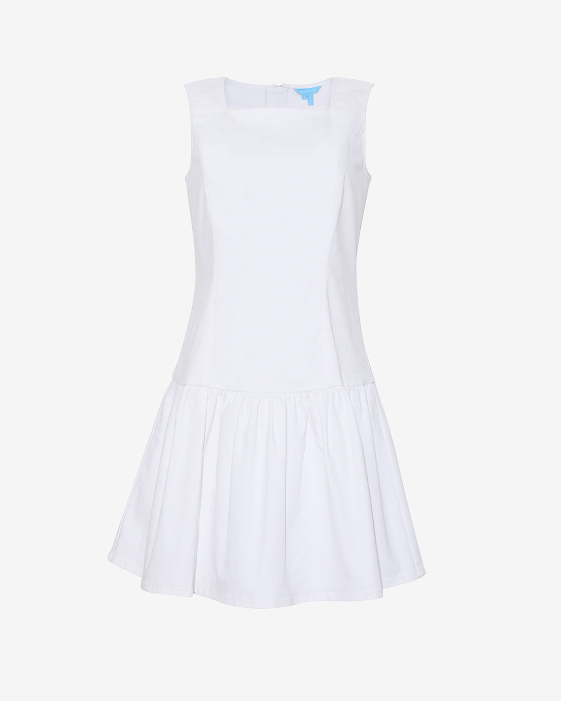 Colette Tailored Flounce Dress in Denim Magnolia White - Draper James