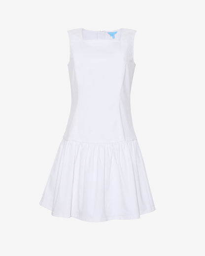 Colette Tailored Flounce Dress in Denim Magnolia White - Draper James