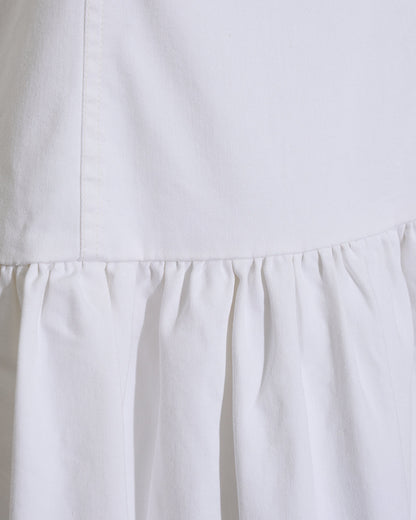 Colette Tailored Flounce Dress in Denim Magnolia White - Draper James