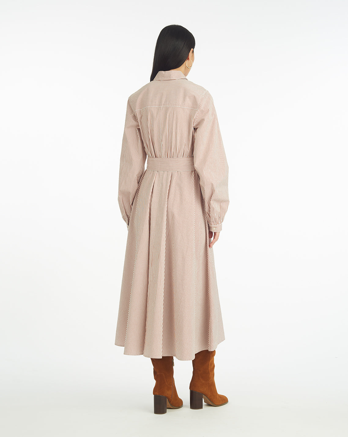 Eliza Midi Shirtdress in Rust Stripe Rust - Draper James