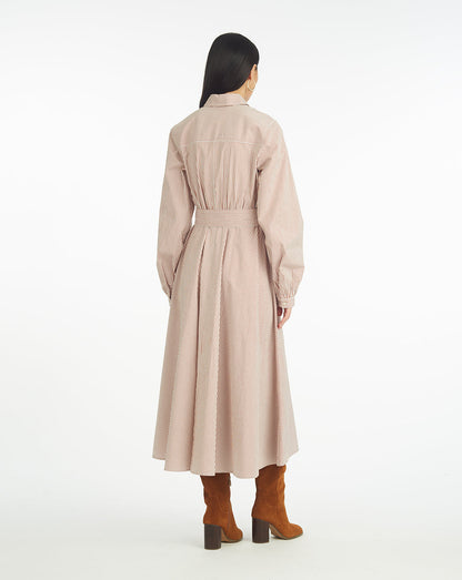 Eliza Midi Shirtdress in Rust Stripe Rust - Draper James